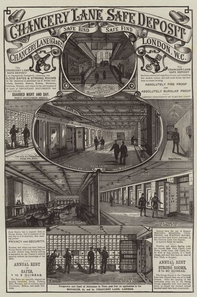 Advertentie, Chancery Lane Safe Deposit door Frank Watkins